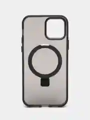 Черный чехол MagSafe (Магсейф) с кольцом-подставкой для iPhone 11, 12, 13, 14, 15, Pro, Max