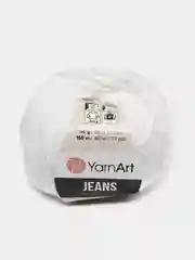 Белый пряжа YarnArt Jeans, 50г/160 м (55% хлопок, 45%акрил), комплект из 2 мотков