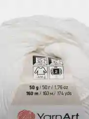 Белый пряжа YarnArt Jeans, 50г/160 м (55% хлопок, 45%акрил), комплект из 2 мотков