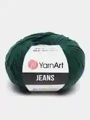 Тёмно-зелёный пряжа YarnArt Jeans, 50г/160 м (55% хлопок, 45%акрил), комплект из 2 мотков