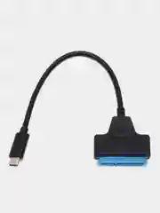 Черный кабель адаптер USB 3.1 Type-C (M) - SATA III 2.5" (M) VCOM, подключение HDD или SSD 2,5