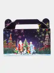Горчичный новогодняя коробка, складывающаяся, для подарков. 180 х 65 х 100 мм, 160 х 80 х 65 мм