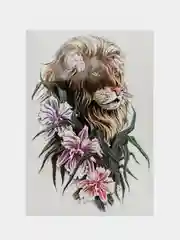 Фуксия временная переводная татуировка, 21 х 15 см