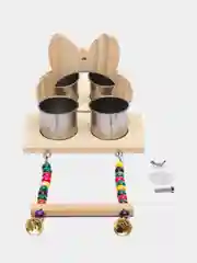 Подвесное зеркало с кормушкой и жердочкой, игрушка для птиц, попугаев в клетку