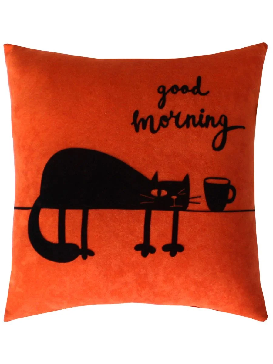 Оранжевый подушка декоративная МАТЕХ MEOW. GOOD MORNING 35*35 см