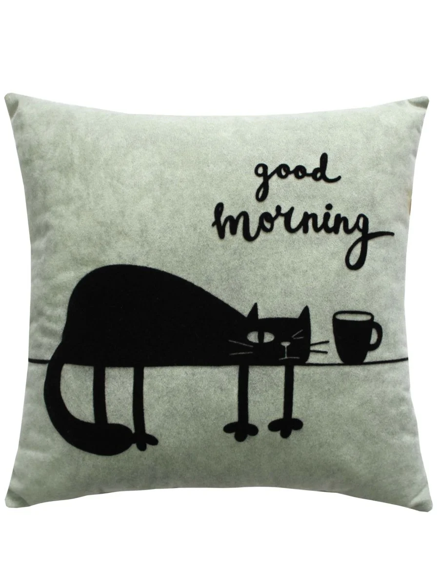 Бирюзовый подушка декоративная МАТЕХ MEOW. GOOD MORNING 35*35 см