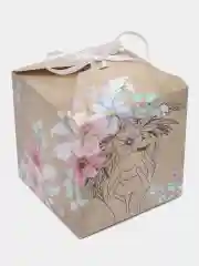 Бежевый коробка подарочная Новый год, 23 февраля, 8 марта, складная, 14х14х14см