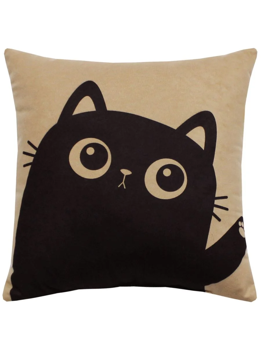 Бежевый меланж подушка декоративная MEOW SPIDER 35х35