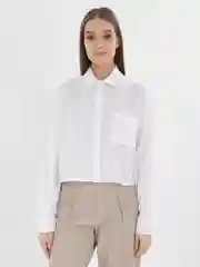 Белый рубашка женская базовая укороченная