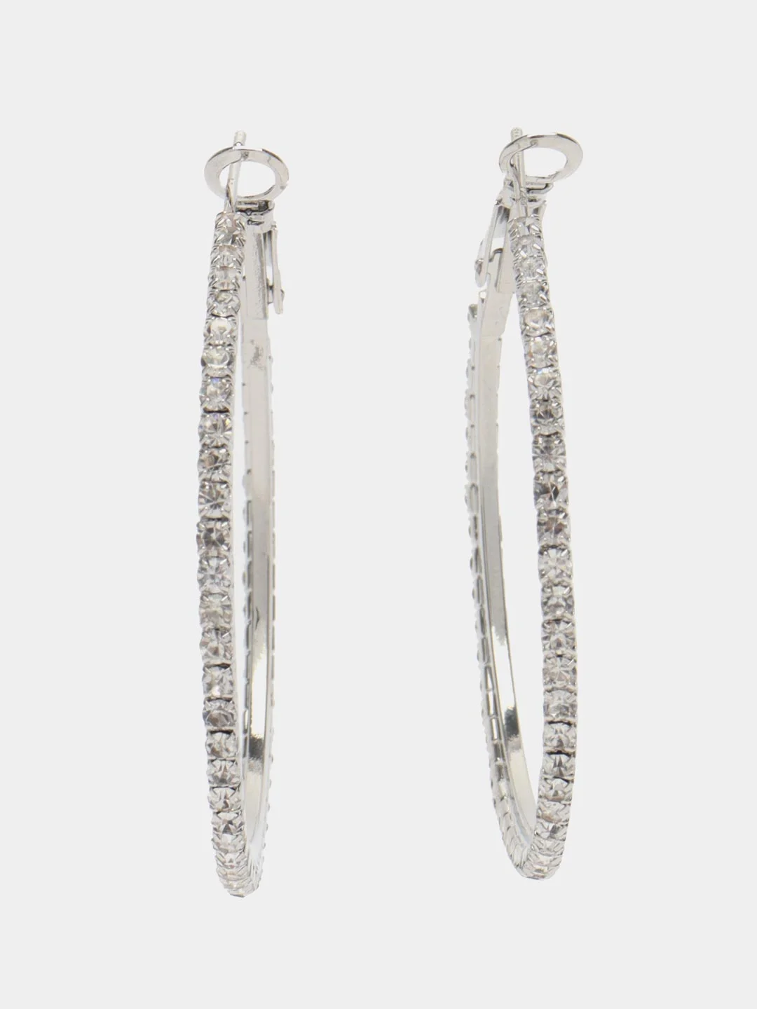 Серебряный серьги-кольца со стразами, женские, 2 штуки