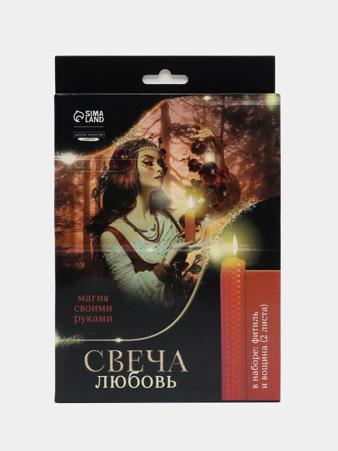 Красный набор для создания магических свечей из вощины, 2 листа, фитиль