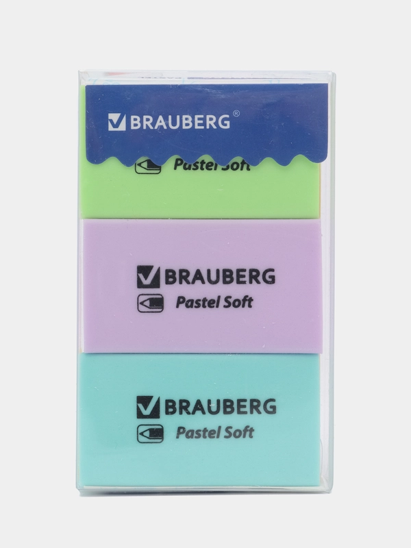 Ластики Brauberg Pastel Soft, набор 6 штук, 45 x 25 x 10 мм, экологичный ПВХ