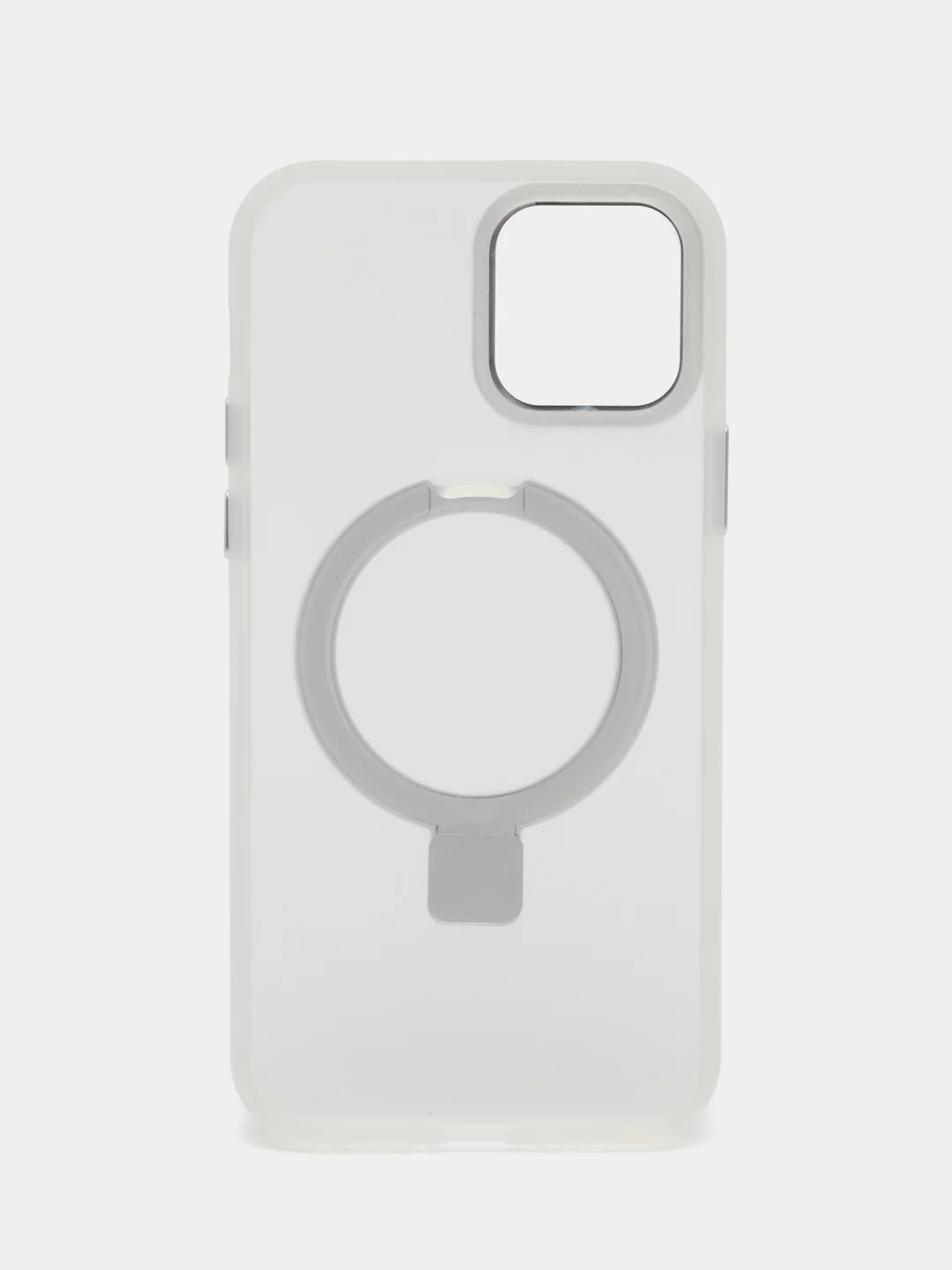Белый чехол MagSafe (Магсейф) с кольцом-подставкой для iPhone 11, 12, 13, 14, 15, Pro, Max