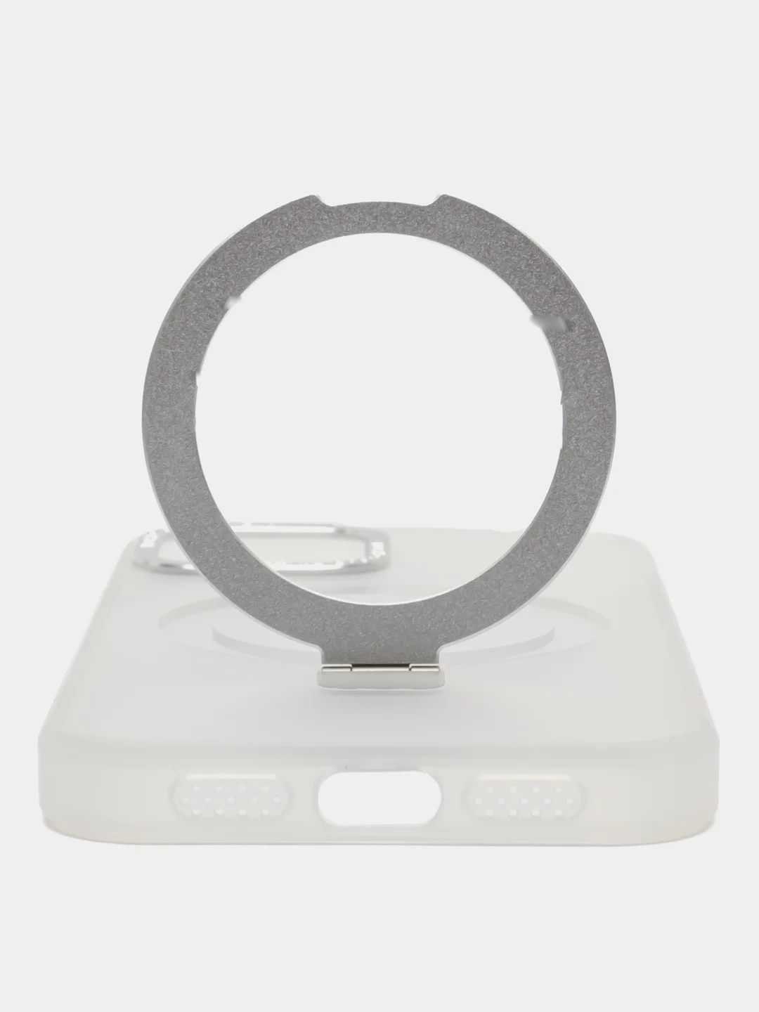 Белый чехол MagSafe (Магсейф) с кольцом-подставкой для iPhone 11, 12, 13, 14, 15, Pro, Max