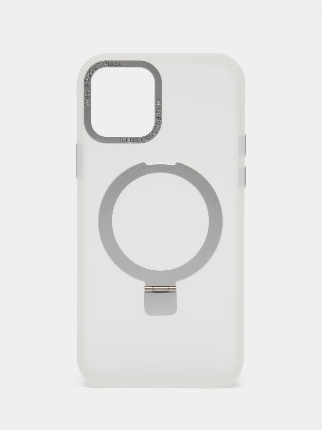 Белый чехол MagSafe (Магсейф) с кольцом-подставкой для iPhone 11, 12, 13, 14, 15, Pro, Max