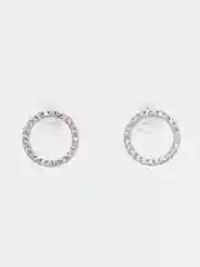 Серебряный серьги-гвоздики круглые, из искусственных камней