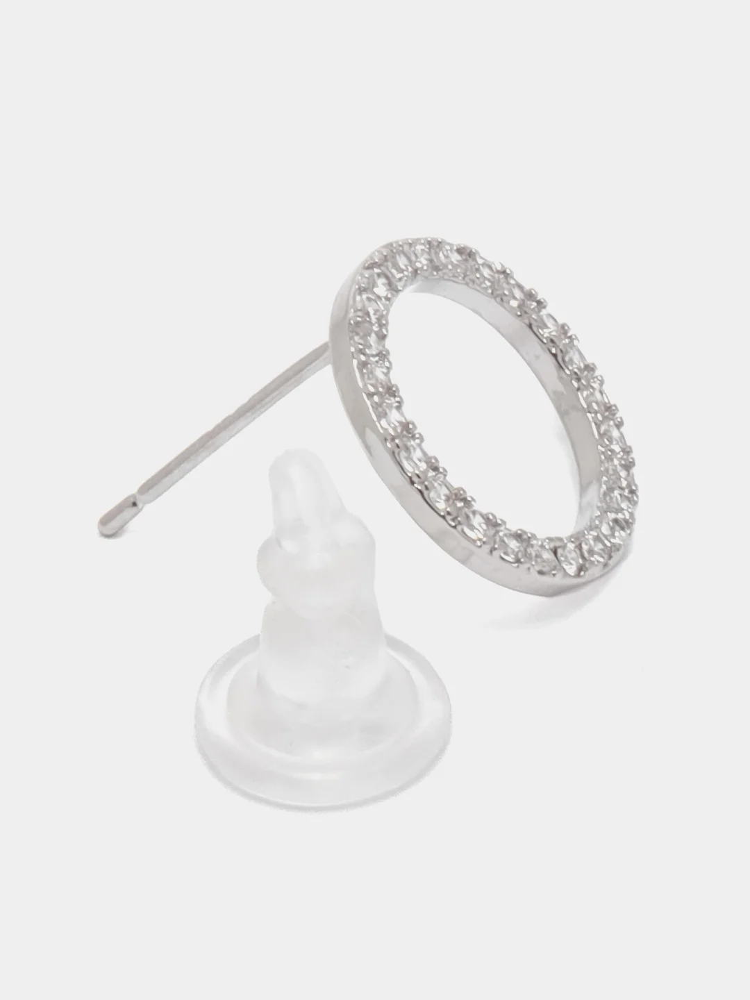 Серебряный серьги-гвоздики круглые, из искусственных камней