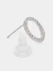 Серебряный серьги-гвоздики круглые, из искусственных камней