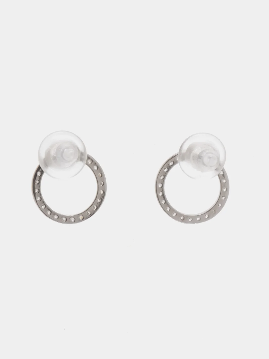 Серебряный серьги-гвоздики круглые, из искусственных камней