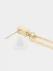 Золотой серьги асимметричные, прямоугольные