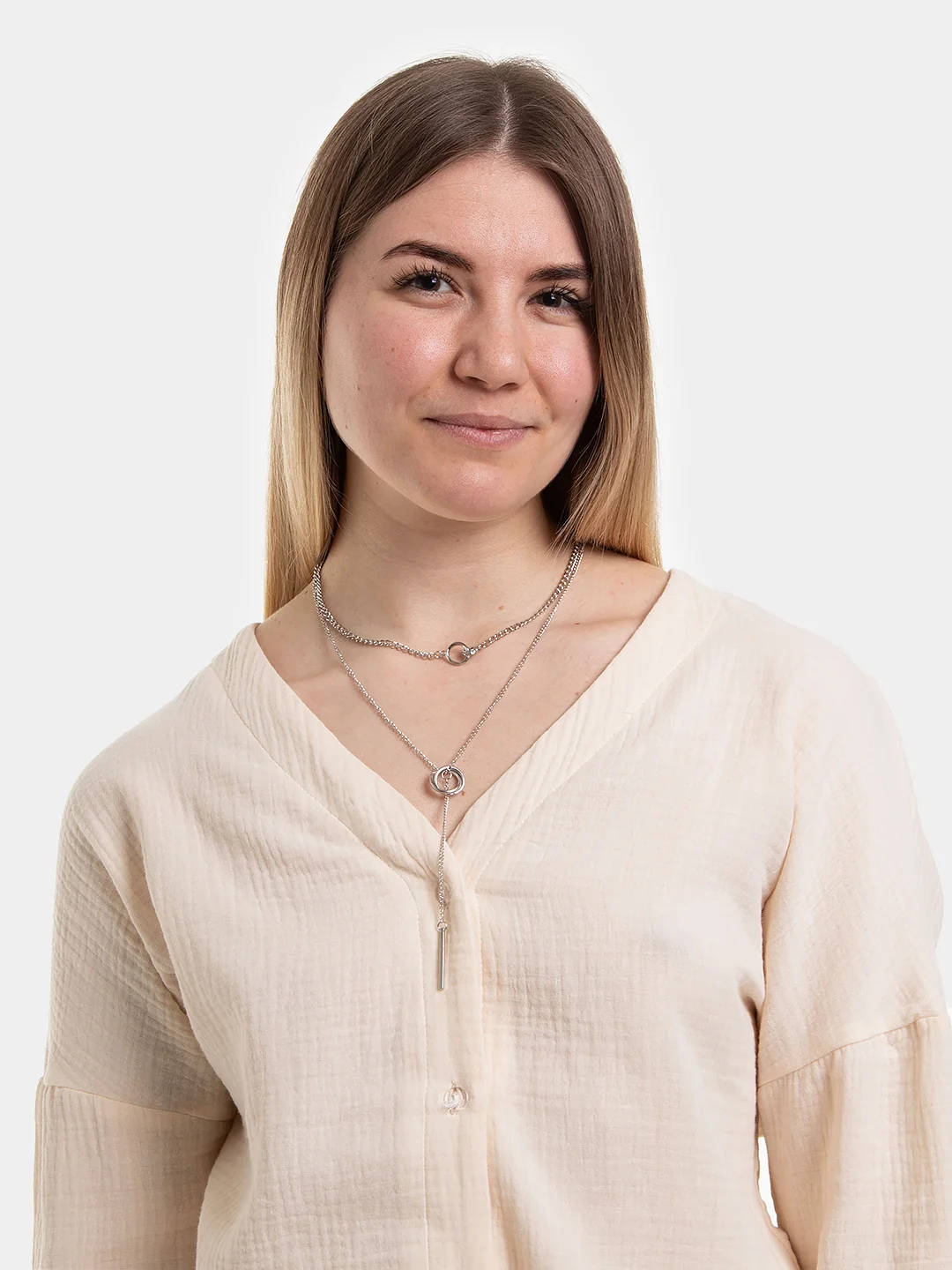 Серебряный цепочка на шею женская с подвеской, двойная