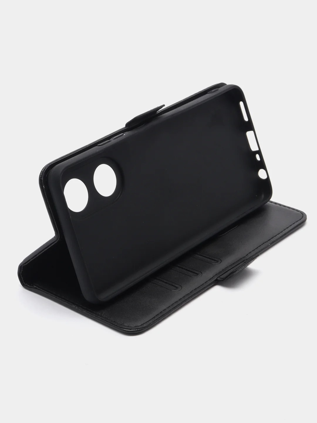 Черный чехол-книжка на Oppo A58 4G (Оппо А58 4Джи), с боковым магнитом