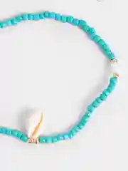 Бирюзовый колье Чокер из бисера Clipsa Подвеска ракушка. Бусы из ракушек. Бижутерия для женщин
