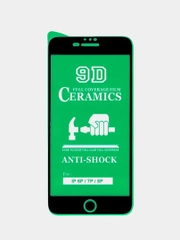 Защитное стекло для iPhone 6+, 7+, 8+, глянцевая, керамическое, черная и белая рамка