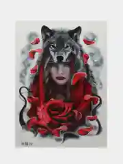 Алый переводные татуировки в японском стиле
