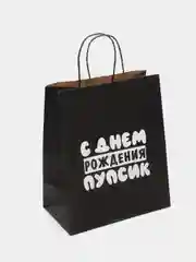 Пакет подарочный, крафт пакет, с надписью 28*24*14