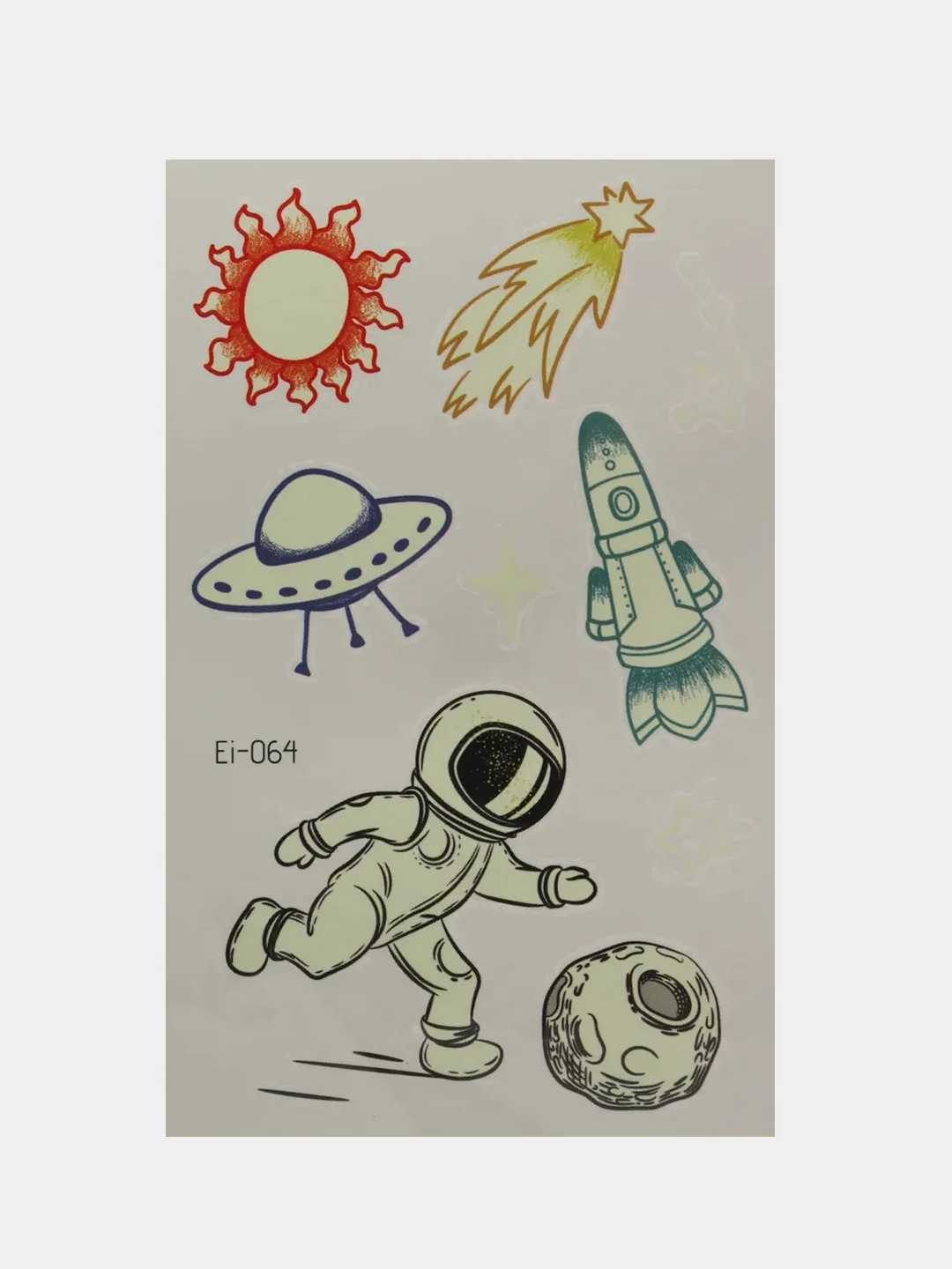 Бирюзовый татуировка детская временная (переводная) космос неоновая светящаяся ночью