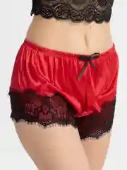 Красный женская пижама кружевная с шортами