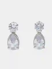 Серьги серебристые, с белыми стразами