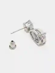 Серьги серебристые, с белыми стразами
