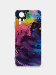 Пурпурный чехол прозрачный на Xiaomi Redmi Note 12S (Сяоми Редми Нот 12S), с рисунком, защита камеры