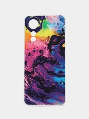 Силиконовый чехол на Oppo A78 4G (Оппо А78 4G), прозрачный, с рисунком, защита камеры