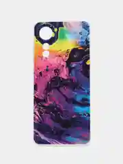 Пурпурный силиконовый чехол на Oppo A78 4G (Оппо А78 4G), прозрачный, с рисунком, защита камеры