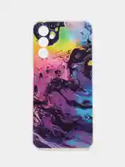 Пурпурный чехол на Samsung Galaxy A14 4G (Галакси A14 4G), прозрачный, с рисунком, защита камеры