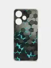 Бирюзовый чехол на Infinix Hot 30i (Инфиникс Хот 30и) с рисунком, прозрачный