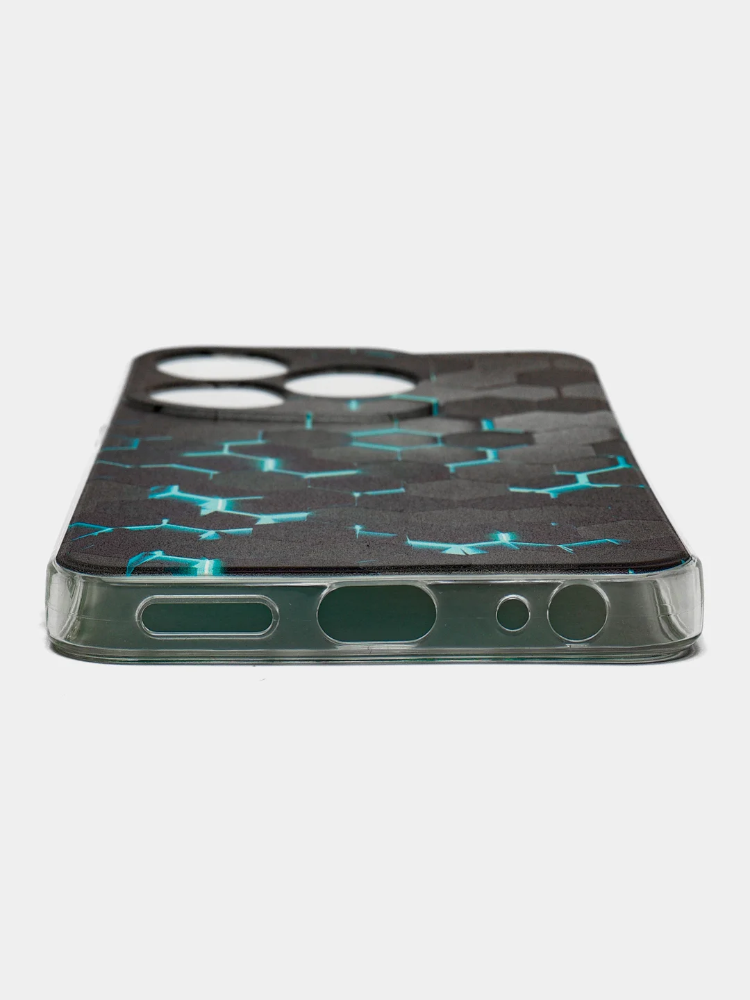 Бирюзовый чехол на Tecno Spark 10/10C (Текно Спарк 10/10С), прозрачный, с рисунком, защита камеры