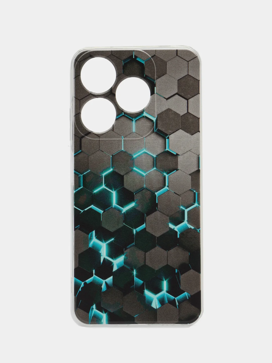 Бирюзовый чехол на Tecno Spark 10/10C (Текно Спарк 10/10С), прозрачный, с рисунком, защита камеры
