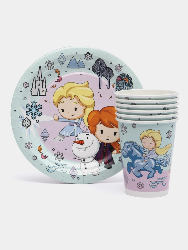 Набор одноразовой посуды ND Play Frozen 2 мятный (стаканы 250мл. 6шт., тарелки 18см 6шт.)