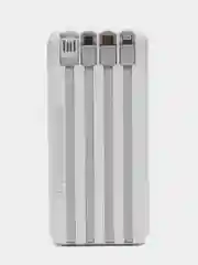 Белый powerbank с поддержкой беспроводной зарядки, 20000 mah, со встроенными кабелями