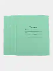 Тетрадь зеленая обложка 12л / 18л, белые листы, клетка, линия, частая косая линия