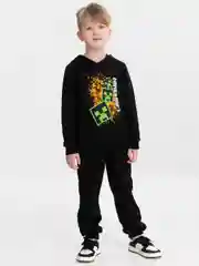 Черный комплект для мальчика: худи и штаны, с начесом, 8-12 лет