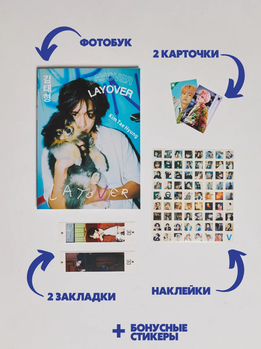 Бежевый фотобук BTS Техен LAYOVER 80 страниц и карты