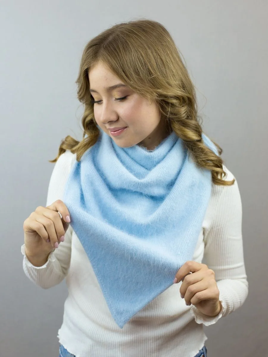 Голубой платок косынка, женская, ангора