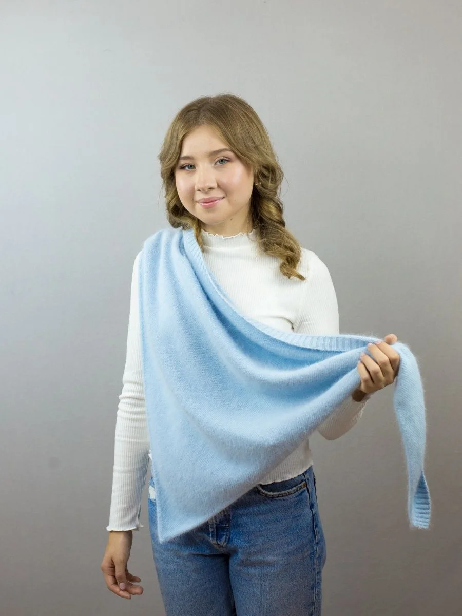 Голубой платок косынка, женская, ангора