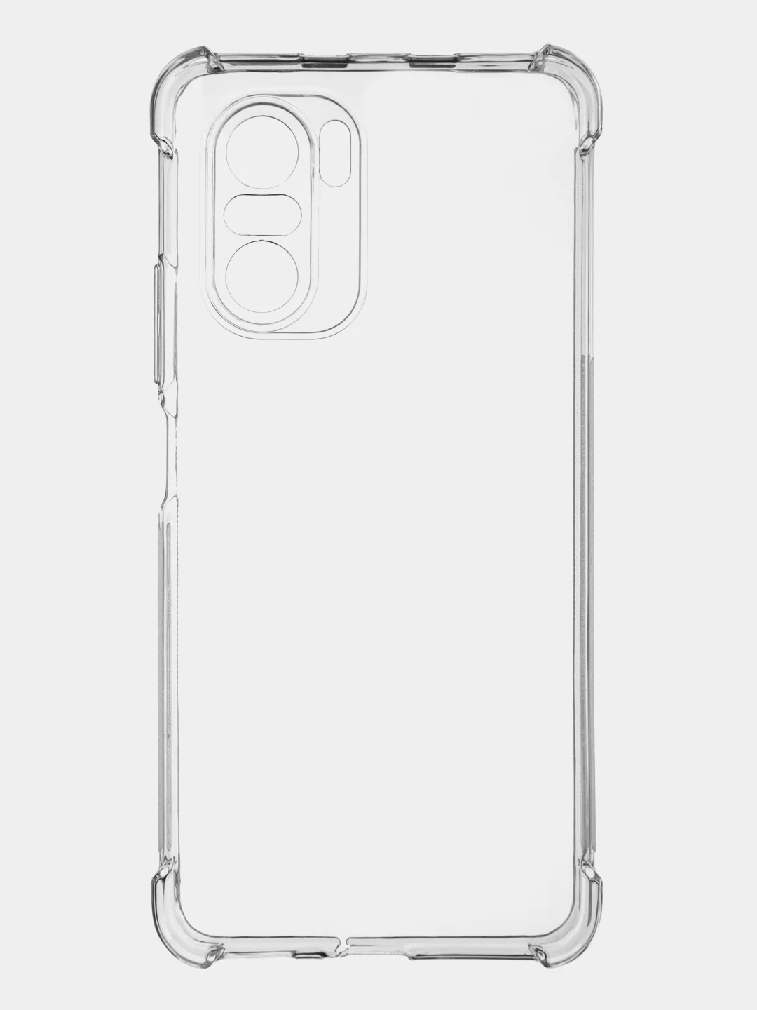 Прозрачный противоударный чехол для Xiaomi Poco F3 силиконовый ROSCO с усиленными углами, прозрачный