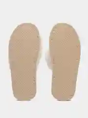 Бежевый тапочки домашние женские, меховые, пушистые, открытые